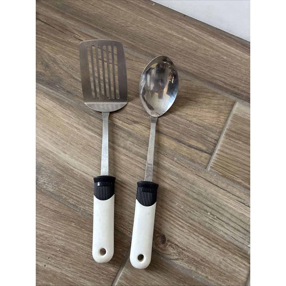 2 Vintage EKCO Kitchen Utensils Black Handles Grandma Core